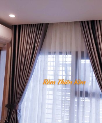 Rèm Cửa Chung Cư Xã Long Thành 250723 (Đồng Nai) | Rèm cửa 2 lớp Vải Gấm Hoa Văn Nổi, Voan Trắng Âm Trần | Rèm Cửa Long Thành 20 REM CUA LONG THANH