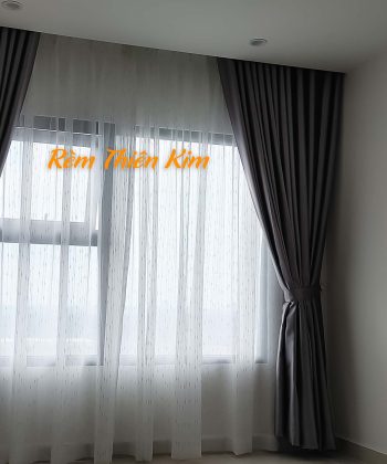 Rèm Cửa Chung Cư Xã Long Thành 250723 (Đồng Nai) | Rèm cửa 2 lớp Vải Gấm Hoa Văn Nổi, Voan Trắng Âm Trần | Rèm Cửa Long Thành 22 rem cua long thanh
