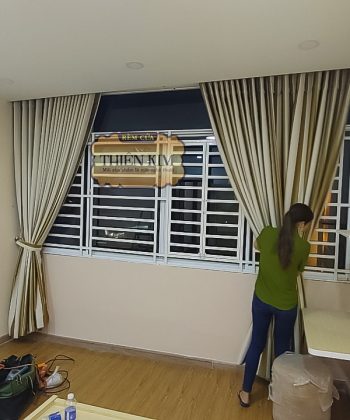 Alternative view of Rèm cửa Long thành 250724_ rèm vải gấm sọc dọc