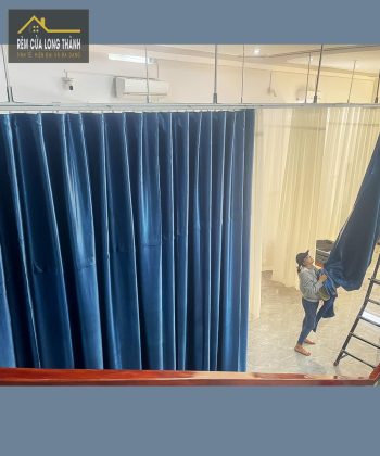 Rèm Cửa Spa Xã Bình An (Long Thành, Đồng Nai)240519 | Voan Trắng Họa Tiết Mưa Rơi & Vải Xanh Hoa Văn Nổi | Sang Trọng & Thư Giãn 60 REM SPA 01