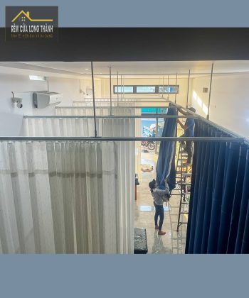 Rèm Cửa Spa Xã Bình An (Long Thành, Đồng Nai)240519 | Voan Trắng Họa Tiết Mưa Rơi & Vải Xanh Hoa Văn Nổi | Sang Trọng & Thư Giãn 59 REM SPA 02