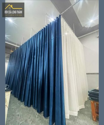 Rèm Cửa Spa Xã Bình An (Long Thành, Đồng Nai)240519 | Voan Trắng Họa Tiết Mưa Rơi & Vải Xanh Hoa Văn Nổi | Sang Trọng & Thư Giãn 56 REM SPA 05