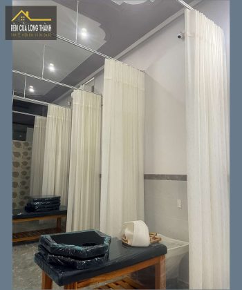 Rèm Cửa Spa Xã Bình An (Long Thành, Đồng Nai)240519 | Voan Trắng Họa Tiết Mưa Rơi & Vải Xanh Hoa Văn Nổi | Sang Trọng & Thư Giãn 55 REM SPA 06