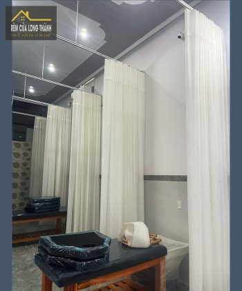 Rèm Cửa Spa Xã Bình An (Long Thành, Đồng Nai)240519 | Voan Trắng Họa Tiết Mưa Rơi & Vải Xanh Hoa Văn Nổi | Sang Trọng & Thư Giãn 50 REM SPA 11