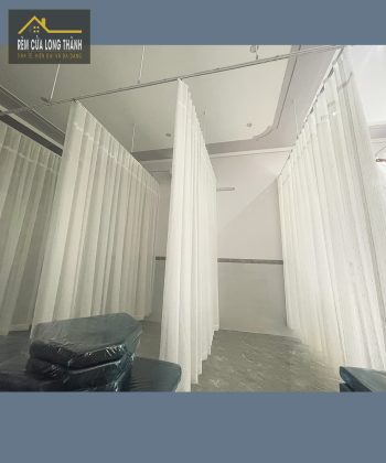 Alternative view of Rèm Cửa Spa Xã Bình An (Long Thành, Đồng Nai)240519 | Voan Trắng Họa Tiết Mưa Rơi & Vải Xanh Hoa Văn Nổi | Sang Trọng & Thư Giãn