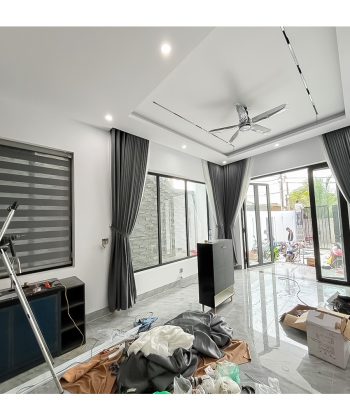 Rèm Cầu Vồng Màu Xám Cho Rèm Biệt Thự 240806 Tại Long Thành