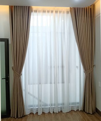 Alternative view of Rèm Cửa 2 Lớp Âm Trần Hiện Đại Tại Long Thành 251121 | Vải Kem/Be Chống Nắng 95% – Cửa Hàng Long Thành