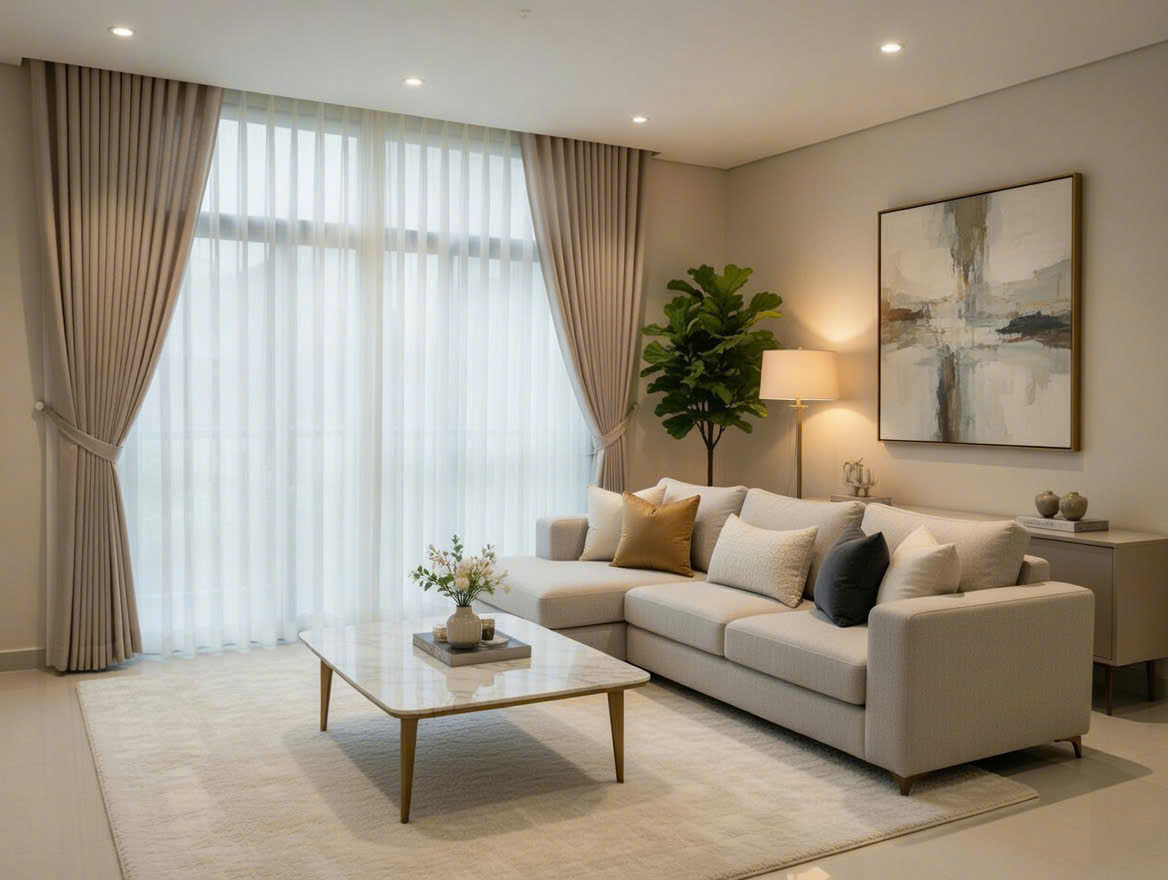 Rèm Cửa Long Thành 250329 - Chuyên Rèm Cuốn & Rèm Vải Màu Be Sang Trọng 11 rèm cửa Long Thành Nhơn Trạch Đồng Nai