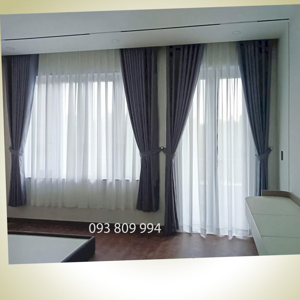 rèm vải 2 lớp phòng khách long thành