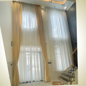 Làm rèm cửa thông tầng  2 lớp cao cấp cho nhà phố sang trọng hiện đại - Hình ảnh thi công thực tế Long Thành